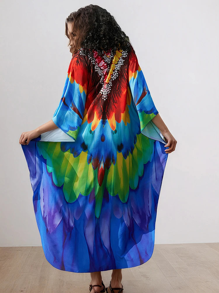 XITAO V-neck Patchwork Printing Dress Summer Thin Female Bat Sleeve Pullover Casual Polyester Women Personality Dress GJ1212
