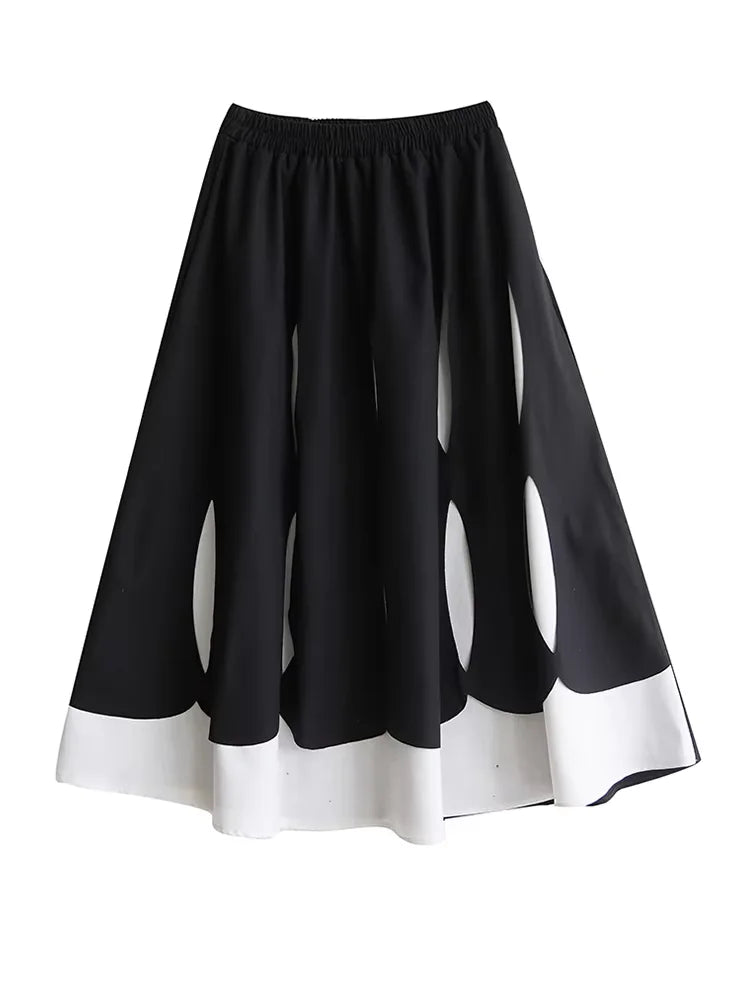 XITAO Patchwork Contrast Color A-line Skirt Casual Loose Fitting New Arrival Simple Fashion Leisure Summer Women Skirt GYX1618