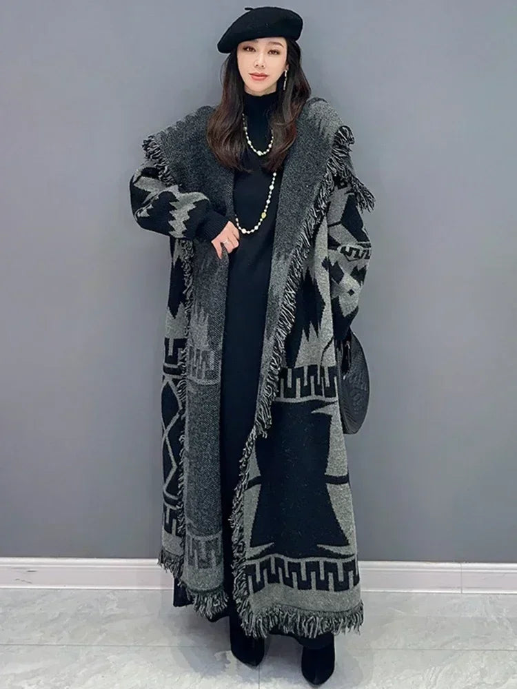 XITAO Loose Knitting Sweaters Full Sleeve Turn Down Collar Cardigan Fashion Tassel Casual Autumn Women New Sweaters GJ1104