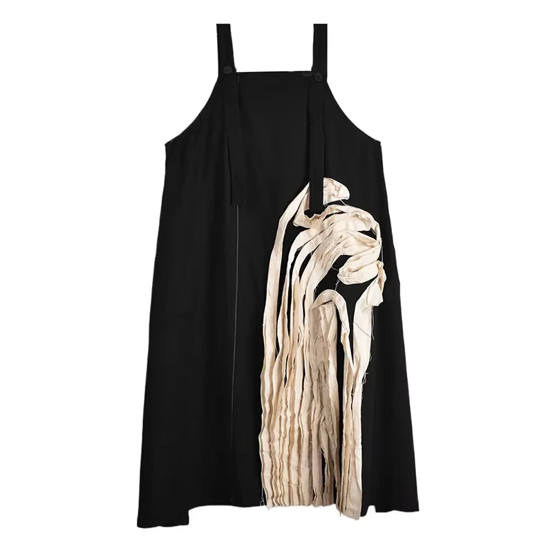 XITAO Loose Irregular Dress Personality Contrast Color Patchwork Women Casual Temperament All-match Sleeveless Dress ZMY1157