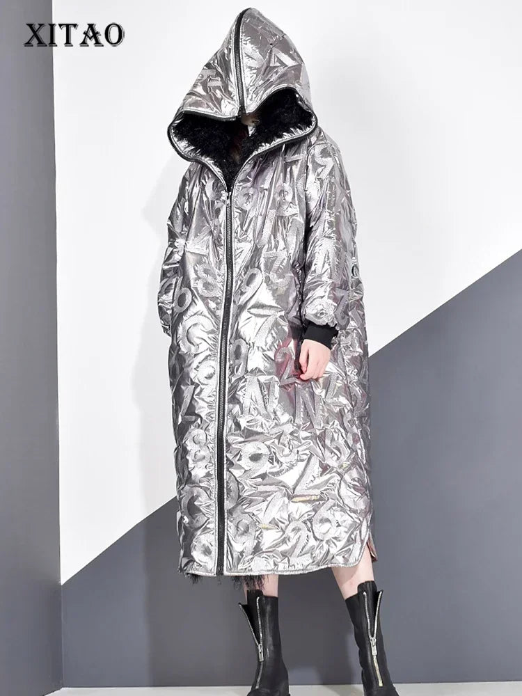 XITAO Personality Winter Coat Women Letter Pattern Streetwear Parka Tide Brand Loose Women Clothes New DMY1754