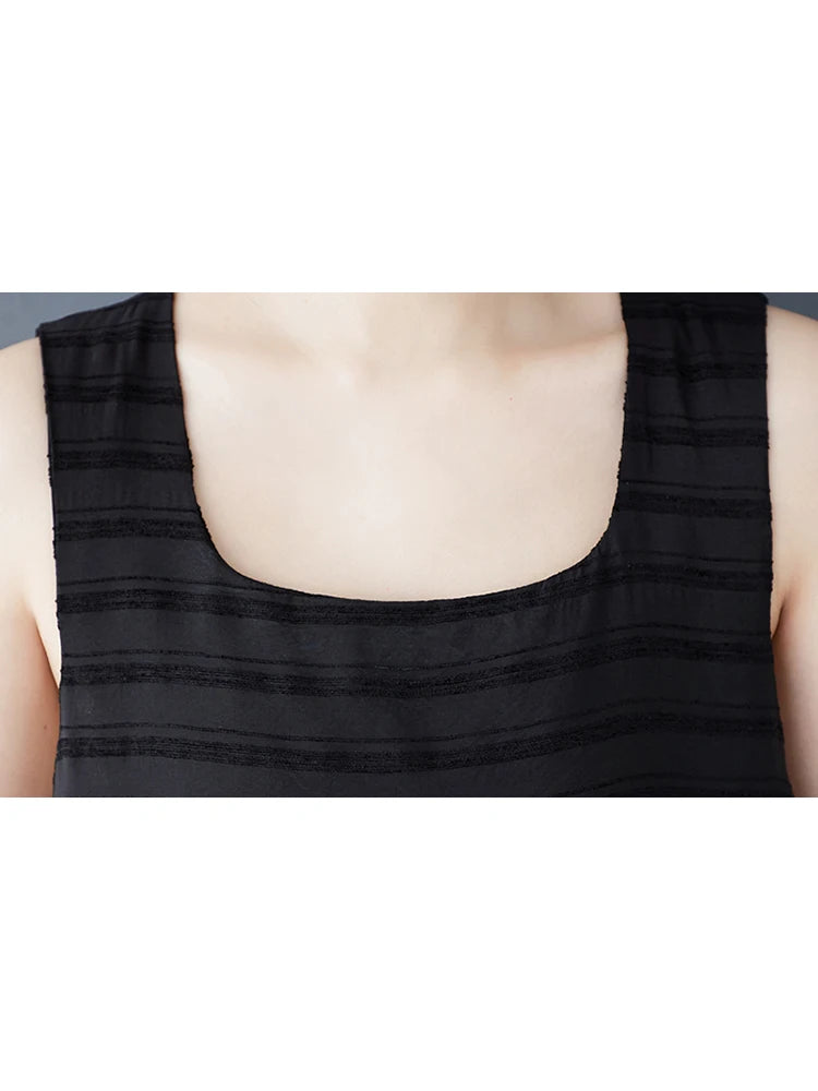 XITAO Asymmetrical Patchwork O-neck Female Dress Casual A-line Sleeveless Loose Fitting Slimming Summer Women Dress ZMY1196