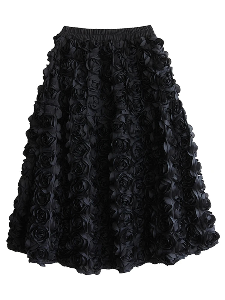 XITAO Loose Irregular Female Elastic Waist Skirt New Personality Flower Women Casual All-match Elastic Waist Skirt ZMY1067
