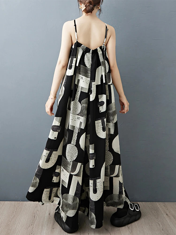 XITAO Letter Sleeveless Print Jumpsuits Spaghetti Strap Personality Loose Casual Slim Summer Woman Wide Leg Jumpsuits ZMY1294