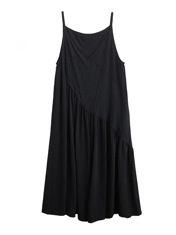 XITAO Irregular V-neck Loose Jumpsuits Casual Solid Color Patchwork Slim Women Simple Trend Match Sleeveless Jumpsuits HQQ2498