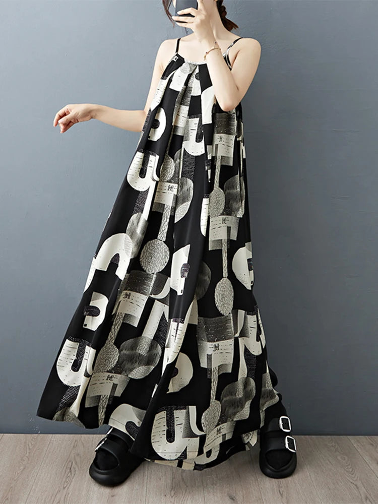 XITAO Letter Sleeveless Print Jumpsuits Spaghetti Strap Personality Loose Casual Slim Summer Woman Wide Leg Jumpsuits ZMY1294