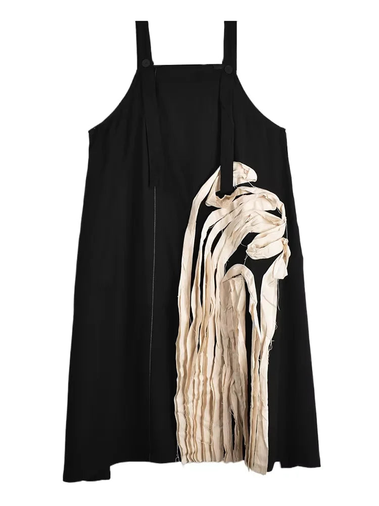 XITAO Loose Irregular Dress Personality Contrast Color Patchwork Women Casual Temperament All-match Sleeveless Dress ZMY1157