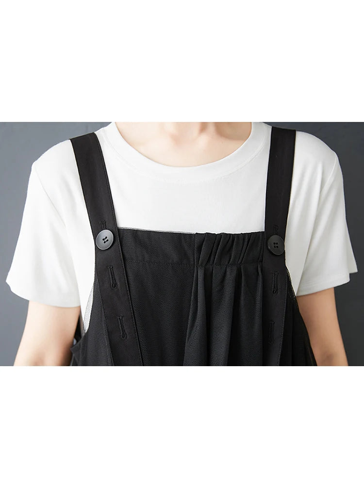 XITAO Gauze Irregular Solid Color Straps Dress Patchwork Turn-down Collar Sleeveless Casual Slimming Summer Woman Dress ZMY1295