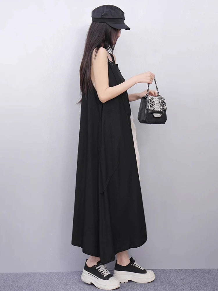 XITAO Loose Irregular Dress Personality Contrast Color Patchwork Women Casual Temperament All-match Sleeveless Dress ZMY1157