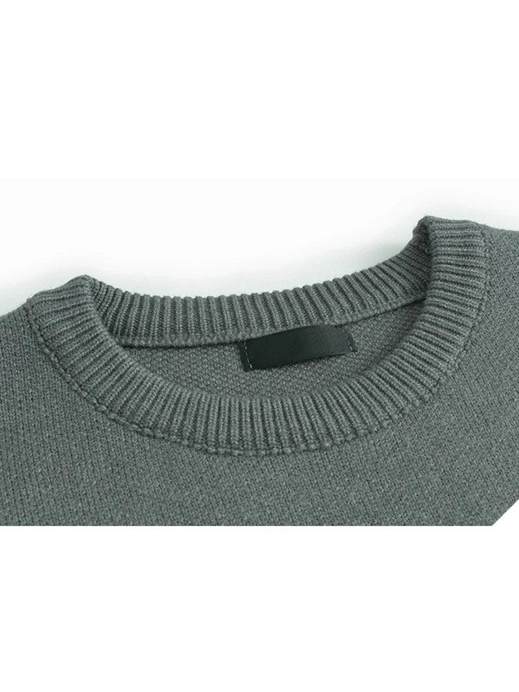 XITAO Asymmetric O-neck Pullover Female Sweaters Trend Irregular Hem Women Long Sleeve All-match Loose Slimming Top GMM1314