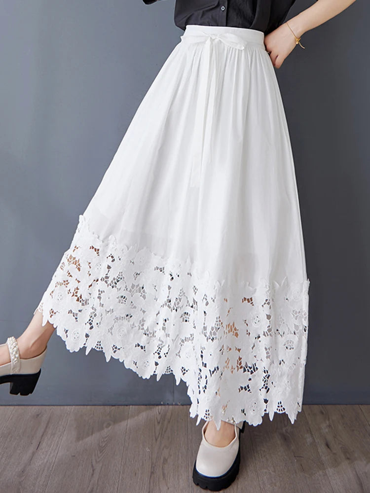 XITAO Irregular Hollow Out Skirt Casual Solid Color All-match Women Simple Fashion Temperament A-line Slimming Skirt GYX1587