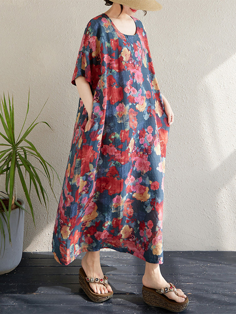 XITAO Print O-neck Dress Loose Half Sleeve Comfortable Slimming Pullover Elegant Summer Female Dress ZMY1096
