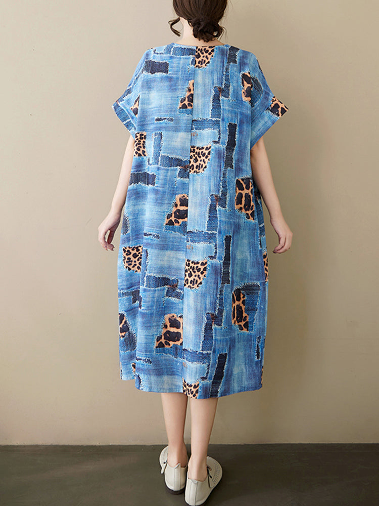 XITAO Print O-neck Short Sleeve Dress A-line Pullover Casual Loose Fitting Comfortable Summer Female Dress ZMY1120