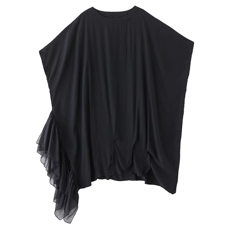 XITAO Asymmetrical Solid Color Patchwork Dress Loose Pullover Bat Wing Sleeve Temperament Summer Woman Slimming Dress ZMY1349