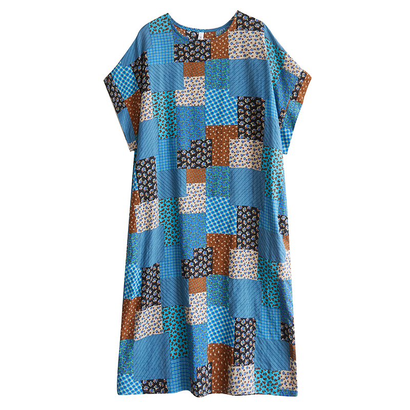 XITAO Irregular Print O-neck Dress Casual Short Sleeve Mid-calf Loose A-line Pullover Slimming Women Dress ZMY1128