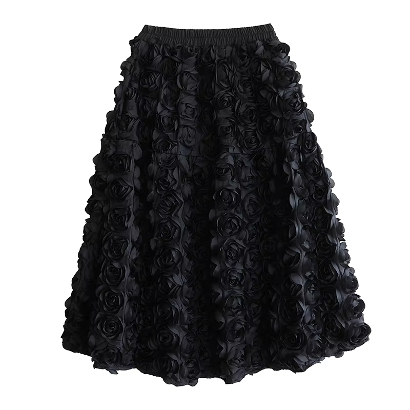 XITAO Loose Irregular Female Elastic Waist Skirt New Personality Flower Women Casual All-match Elastic Waist Skirt ZMY1067