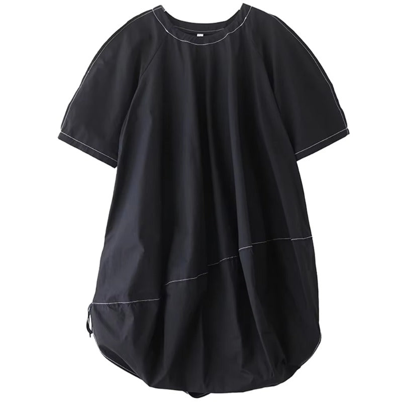 XITAO Irregular O-neck Dress Casual Solid Color Loose Fitting A-line All Match Elegant Personality Summer Female Dress ZMY1370