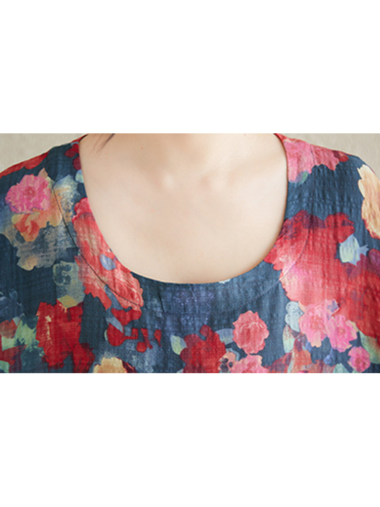 XITAO Print O-neck Dress Loose Half Sleeve Comfortable Slimming Pullover Elegant Summer Female Dress ZMY1096
