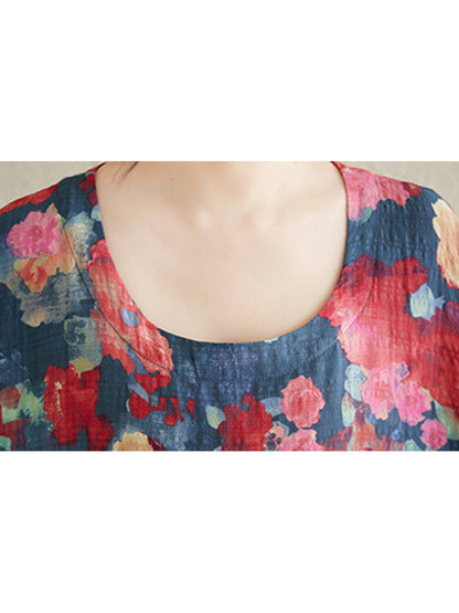 XITAO Print O-neck Dress Loose Half Sleeve Comfortable Slimming Pullover Elegant Summer Female Dress ZMY1096