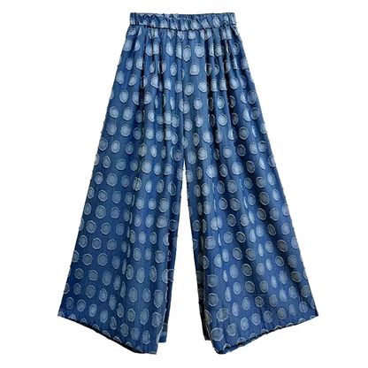 XITAO Dot Patchwork Contrast Color Print Pants Elastic Waist Pocket Loose Casual Match Personality Slimming Women Pants HQQ2515