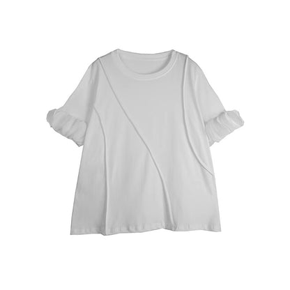 XITAO Solid Color Petal Sleeves T-shirts Irregular Loose Casual O-neck New Arrival Personality Slimming Summer Woman T-shirts ZMY1383