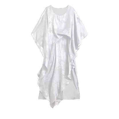 XITAO Irregular Print Loose Dress Casual O-neck Patchwork Gauze Vintage Personality Slimming Pullover Summer Woman Dress ZMY1353