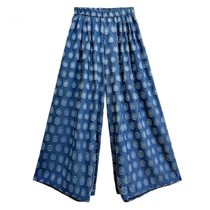 XITAO Polka Dot Casual Pants Elastic Waist Patchwork All-match Elegant Personality Fashion Trend Summer Woman Pants HQQ2509