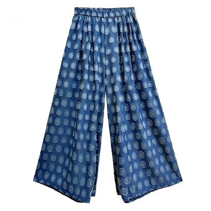 XITAO Polka Dot Casual Pants Elastic Waist Patchwork All-match Elegant Personality Fashion Trend Summer Woman Pants HQQ2509