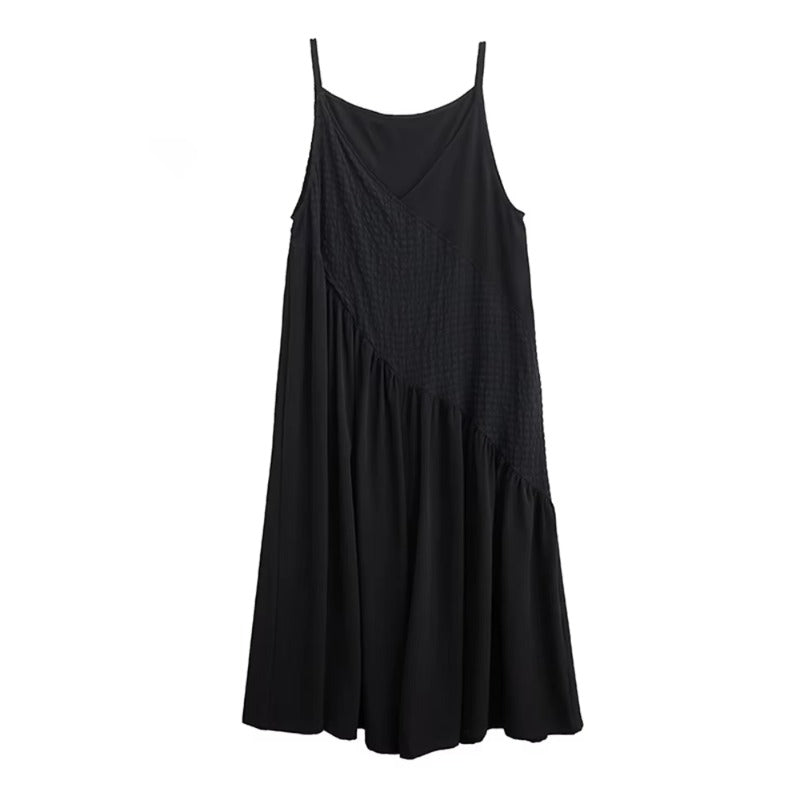 XITAO Irregular V-neck Loose Jumpsuits Casual Solid Color Patchwork Slim Women Simple Trend Match Sleeveless Jumpsuits HQQ2498