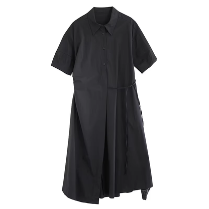 XITAO Loose Folds Vintage Shirt Dress Casual Patchwork Solid Color Temperament Slimming Women Simple Sweet Dress ZMY1068