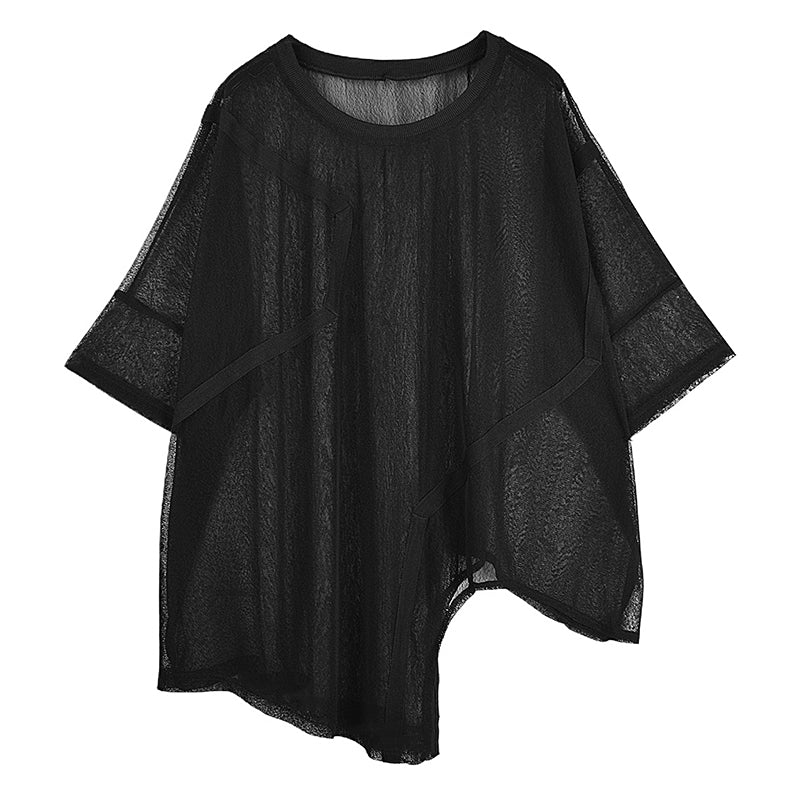 XITAO Irregular Women T Shirt Fashion New Pullover Goddess Fan Thin Small Fresh White Black Sexy Style Loose Tee Top DZL1184