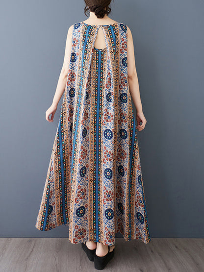 XITAO Print O-neck Dress Contrast Color Sleeveless Casual Loose Fitting Personality Pullover Simple Popular Female Dress ZMY1091