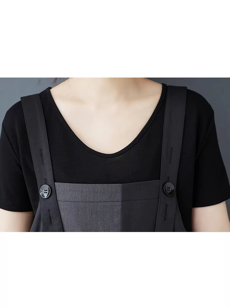 XITAO Pleated Patchwork Button Dress Sleeveless A-line Hong Kong All Match New Arrival Elegant Spring Women Dress ZMY1174