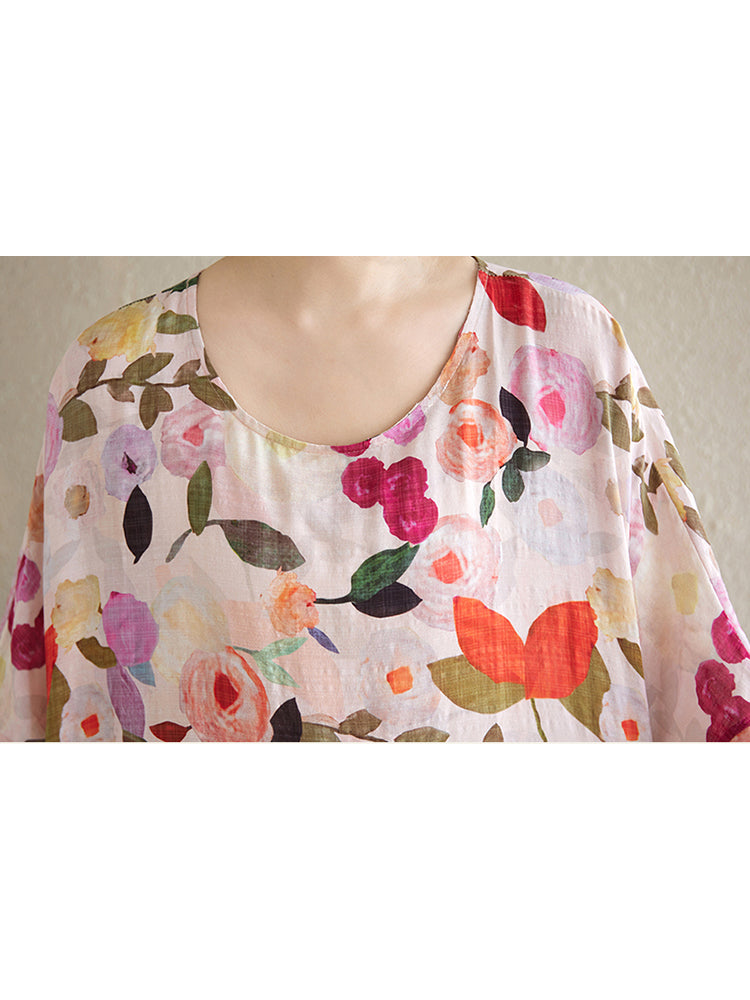 XITAO Floral Print Half Sleeve Dress Casual Loose Fitting A-line Pullover Simple Elegant Summer Female Dress ZMY1132