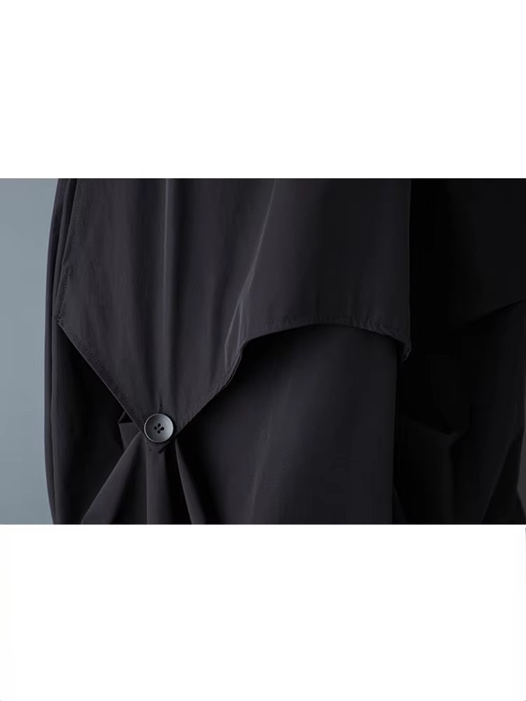 XITAO Patchwork Bud Button Elastic Waist Skirt Casual Loose Fitting A-line Personality Solid Color Summer Women Skirt  ZMY1070