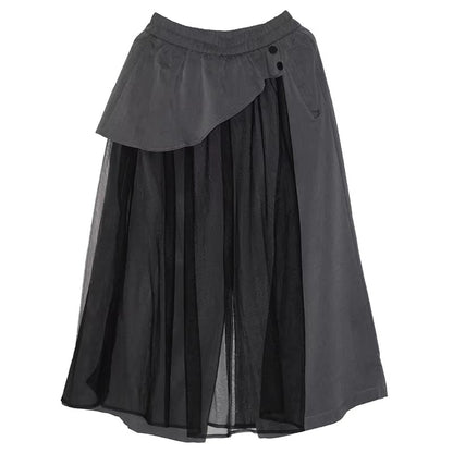 XITAO Patchwork Mesh Elastic Waist Female Pant Casual Loose Fitting A-line New Arrival Solid Color Summer Women Pant ZMY1343