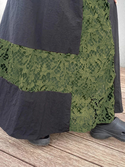 XITAO Contrast Color Lace Patchwork Skirt Loose Fashion Casual Women Summer New All-match A-line Skirt Street Trendy WLD20250