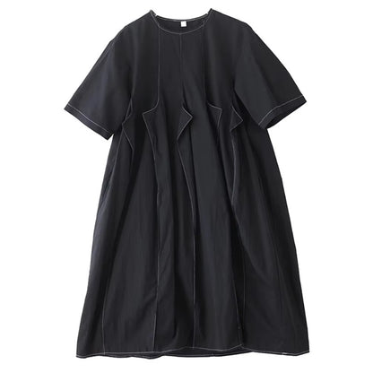 XITAO Solid Color O-neck Simple Dress Short Sleeve Slimming Patchwork Asymmetrical A-line Pullovers Summer Woman Dress ZMY1368