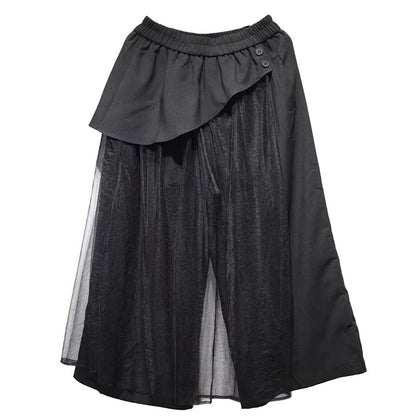XITAO Patchwork Mesh Elastic Waist Female Pant Casual Loose Fitting A-line New Arrival Solid Color Summer Women Pant ZMY1343