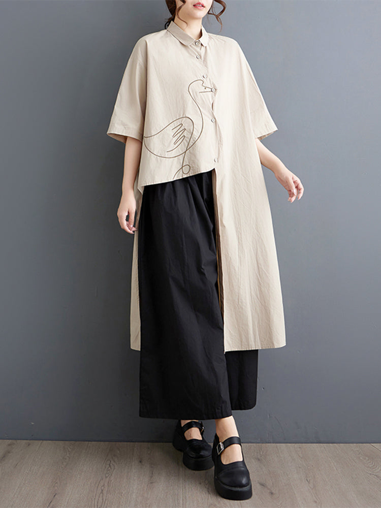 XITAO Asymmetric Turn-down Collar Dress Casual Single Breasted A-line Solid Color Half Sleeve Simple Summer Women Dress ZMY1100