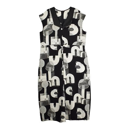 XITAO Drawstring Letter Print Jumpsuits Loose Casual Temperament Sleeveless Slimming Summer Woman Wide Leg Jumpsuits ZMY1305