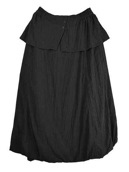 XITAO Bud Button False Two Pieces Skirt Casual Solid Color Elastic Waist Loose Fitting A-line New Summer Women Skirt ZMY1192