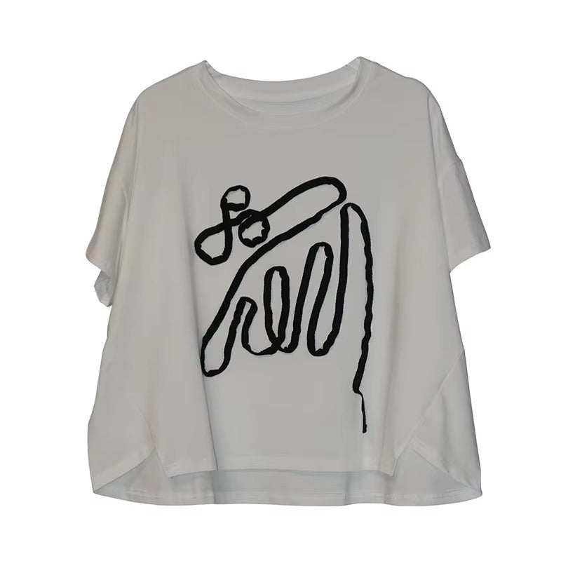 XITAO Patchwork Geometric Simple T-Shirts Loose Casual O-neck Short Sleeve All-match Personality Summer Woman Top ZMY1382