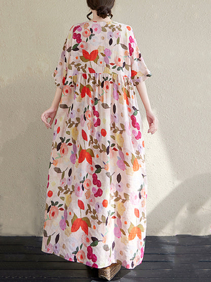 XITAO Floral Print Half Sleeve Dress Casual Loose Fitting A-line Pullover Simple Elegant Summer Female Dress ZMY1132