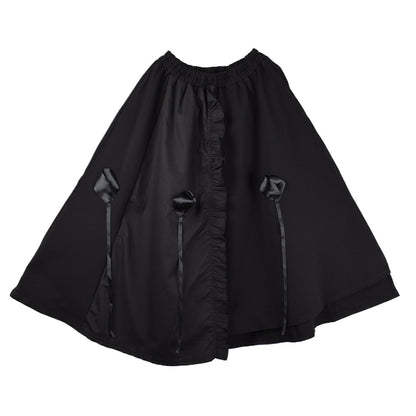 XITAO Fungus Skirts Black High Waist Three-dimensional Webbing Decorate Fashion All-match Casual New Arrival Women GWJ2715
