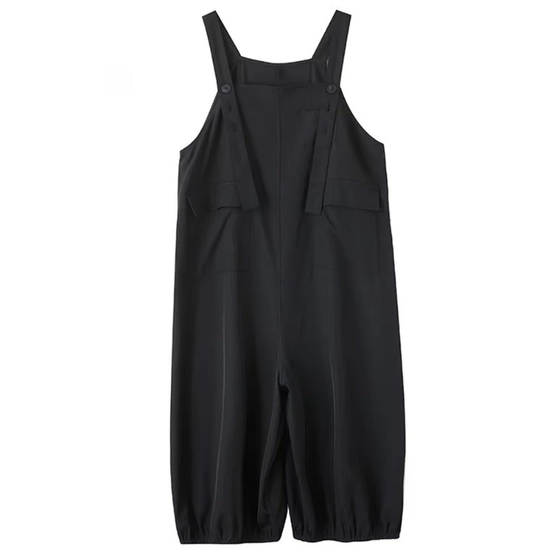 XITAO Loose Pocket Jumpsuits Women Casual Summer Solid Color All-match Street Sleeveless Straps Patchwork Jumpsuits ZMY1337