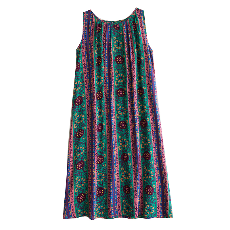 XITAO Print O-neck Dress Contrast Color Sleeveless Casual Loose Fitting Personality Pullover Simple Popular Female Dress ZMY1091