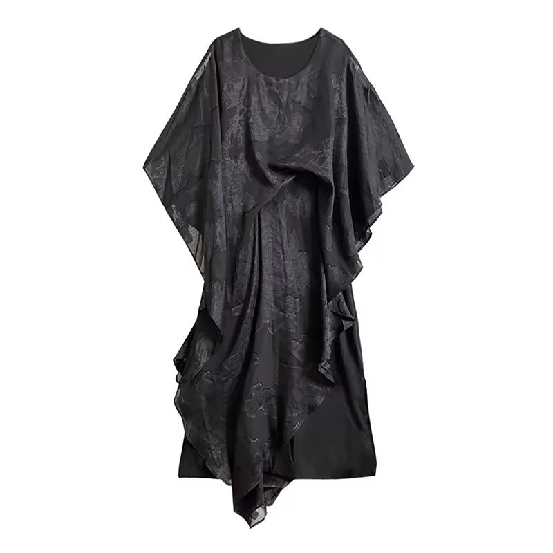 XITAO Irregular Print Loose Dress Casual O-neck Patchwork Gauze Vintage Personality Slimming Pullover Summer Woman Dress ZMY1353