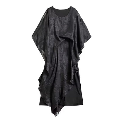 XITAO Irregular Print Loose Dress Casual O-neck Patchwork Gauze Vintage Personality Slimming Pullover Summer Woman Dress ZMY1353