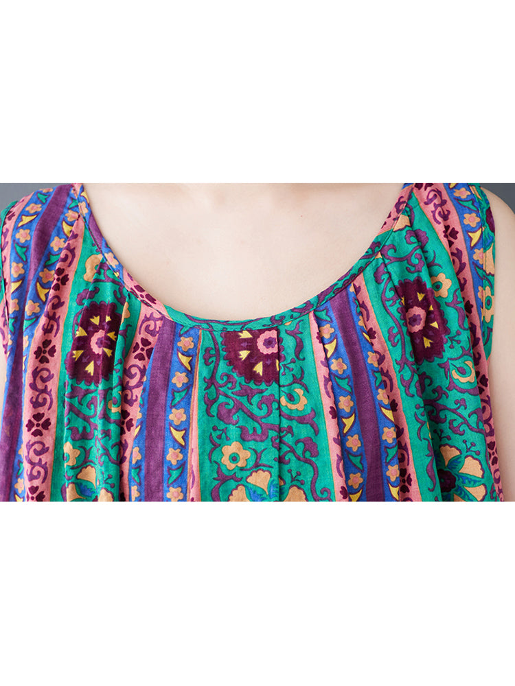 XITAO Print O-neck Dress Contrast Color Sleeveless Casual Loose Fitting Personality Pullover Simple Popular Female Dress ZMY1091